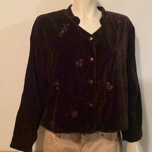 Deep purple April Cornell velvet embroidered crop jacket